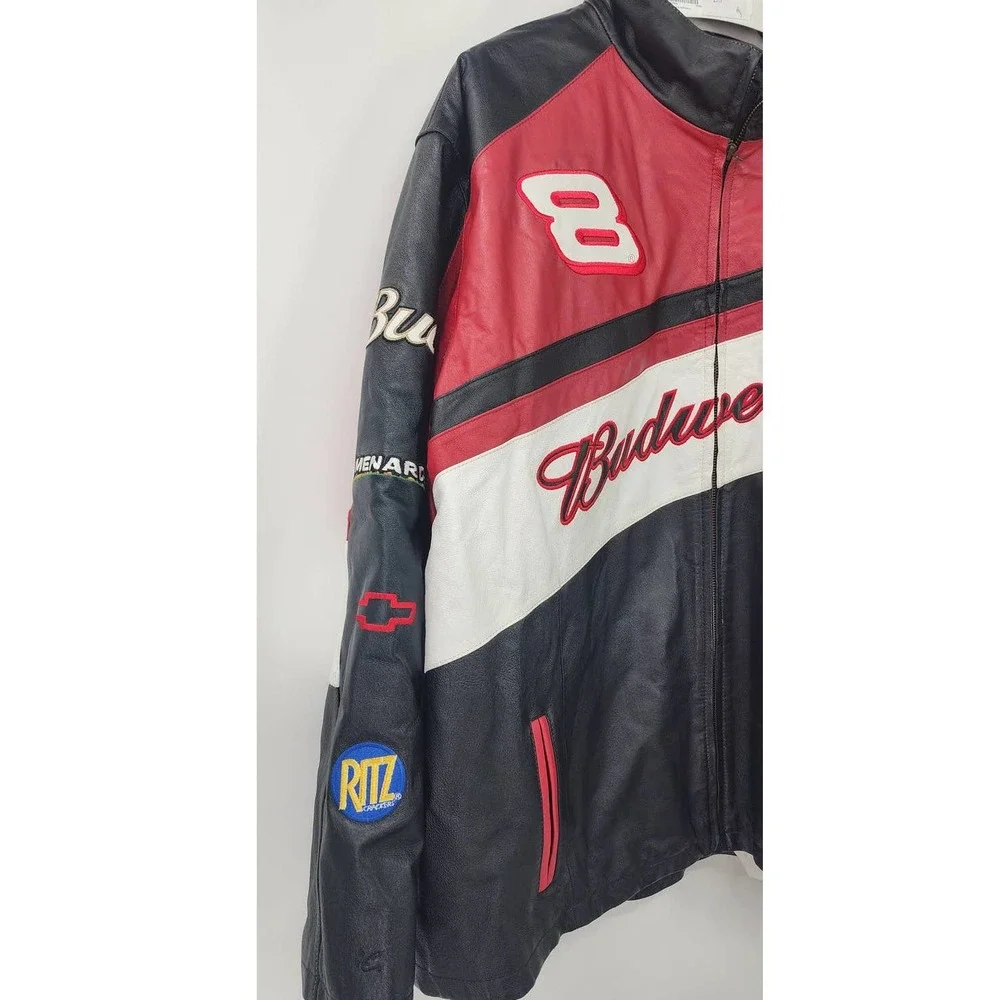90's‎ Y2K Men's Wilsons Leather Dale Jr Budweiser Racing Jacket NASCAR 2XL